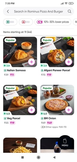 11₹ pizza at toing , Rominus pizza