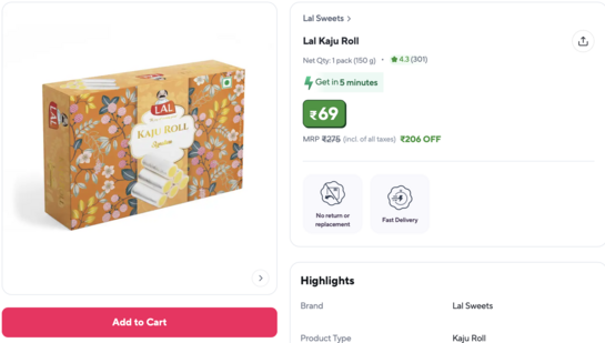 Lal Kaju Roll -75% off (Maybe Location Specific)