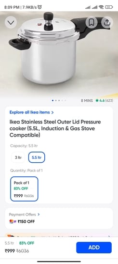 Ikea Home Kitchen items upto 87% off (location specific)
