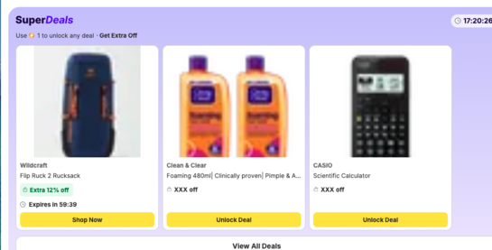 Get extra discount in superdeals using supercoins