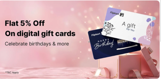 Flipkart Gift Cards -Get 5% discount on UPI Payments +burn supercoins
