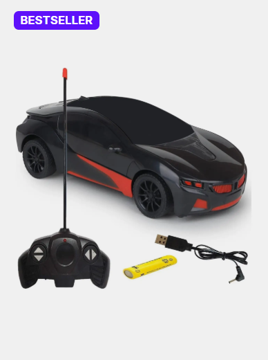 CADDLE & TOES Remote Control Toy Car Electric Chargeable 3D Lightning (Black) (Black)