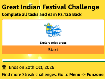 Click to enlarge Great India Festival Challenge Complete Actions and to win guarateed rewards up to ₹300,user specific