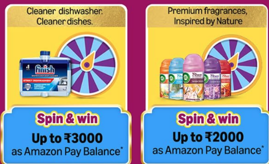 Keshking , Durex, Harpic ,finish spin & Win Rewards & Amazon pay balance