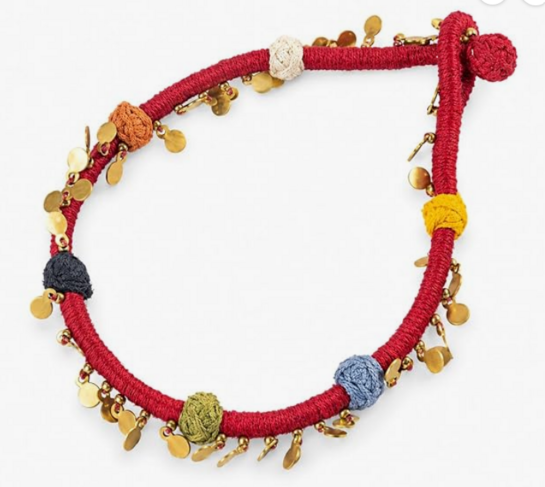 Unique Maroon Thread Anklet | Traditional Brass Tikki & Bead Work | Craftroots