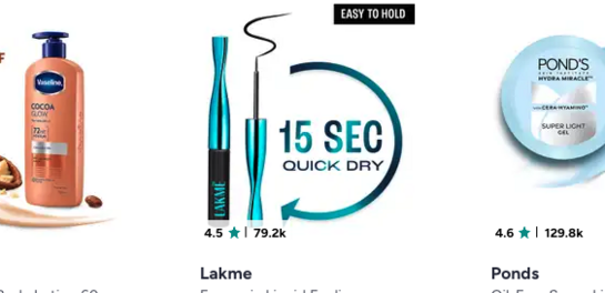 Minimum 60 % + 12 % coupons on Lakme,Ponds & more Brands