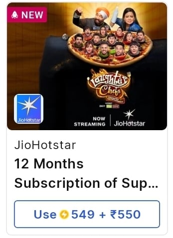 Flipkart supercoin - Jiohotstar Premium 50% off using supercoin on 12 months all types of packs