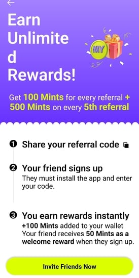 Mymints Referral offer