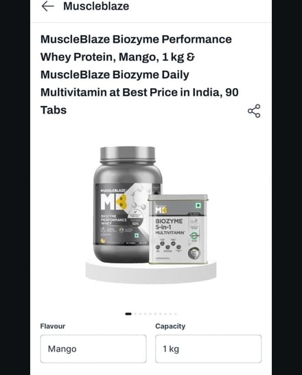 Muscleblaze Biozyme 1kg mango flavour + multivitamin tablets