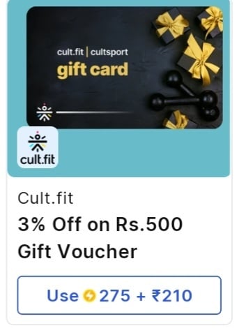 Flipkart Supercoins - 58% off on Cult fit 500gv using 275 supercoins