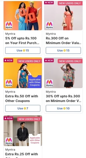 Supercoins - Myntra new coupon added for new users