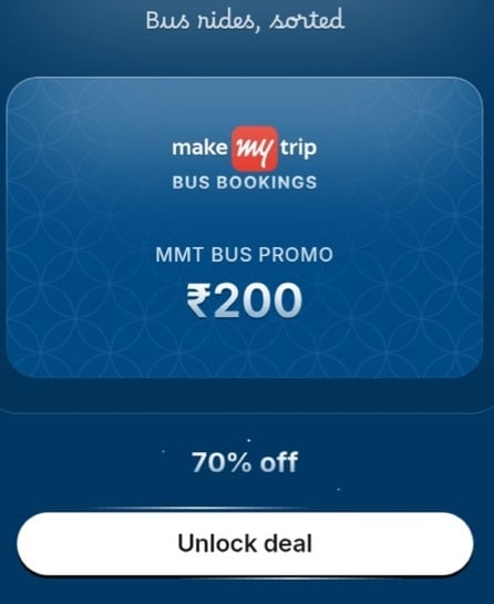 Click to enlarge Hubble - 70% off Make my trip bus 200gv at Rs60