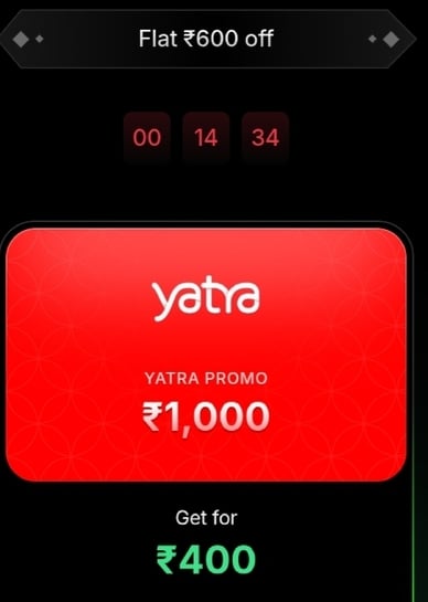 Hubble - 60% off Yatra flight gv at Rs400 worth Rs1000