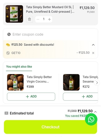 Click to enlarge Tata simply better mustard Oil 10% off use coupon- GET10