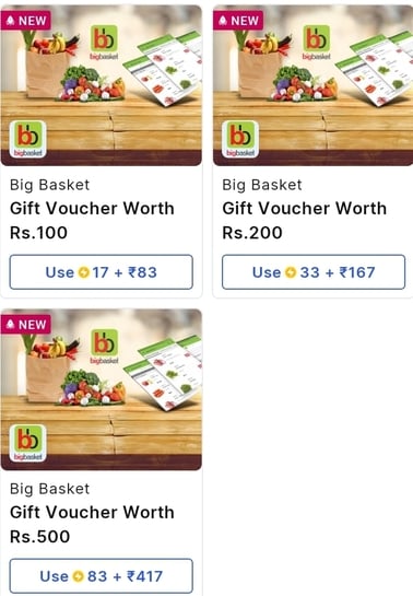 Flipkart supercoin - 17% off on Bigbasket gift card