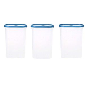 SIMPARTE 360° AirTight Kitchen Storage Container Set for Rice|Dal|Atta|Flour|Cereals|Pulses|Snacks, Stackable|BPA Free|Modular Design|Set of 3 (2400 ml), Sky Blue