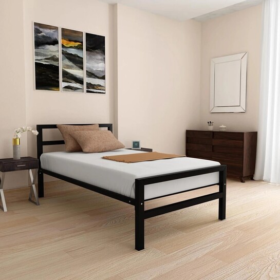 Click to enlarge Nilkamal SLEEP Striker Metal Single Bed, 199 cm x 98 cm (6.53 ft x 3.22 ft) (Finish Color - Black, Delivery Condition - Knock Down)