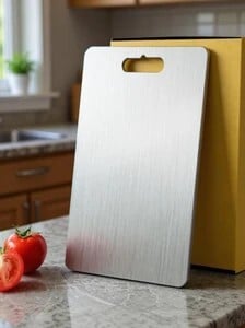 Click to enlarge SMARTKIDS Stainless Steel Chopping Board Vegetable,Fruit Cutting, Kneeding, Cake Prep, Heavy Duty Chopping-Board (Size 31.8CM X 21CM) Stainless Steel Cutting Board