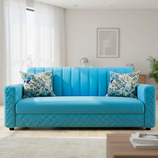 WAKESURE Premium Quality Velvet Fabric 3 Seater Sofa (Finish Col...more