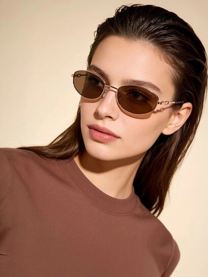 Buy Espee Women Brown Lens & Rose Gold Toned Oval Sunglasses With UV Protected Lens - Sunglasses for Women 37857495 | Myntra