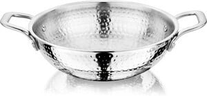 NIRLON Hammered Triply Stainless Steel Cookware Deep Kadai/Wok/Kadhai 18cm Kadhai 18 cm diameter 1.2 L capacity (Triply, Non-stick, Induction Bottom)