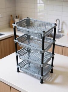 VM BOND 4xl Jumbo grey trolley Plastic Fruit & Vegetable Basket