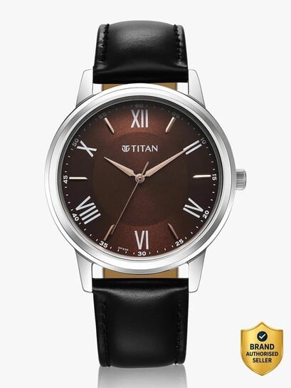 Titan Karishma Brown Dial Black Leather Strap Analog Watch - For...more