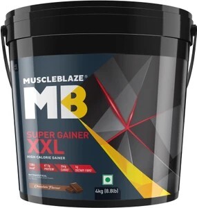 MUSCLEBLAZE Super Gainer XXL, For Muscle Gain Weight Gainers/Mass Gainers (4 kg, Chocolate)