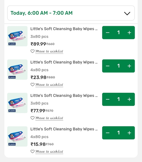 Click to enlarge Littles wipes at 98% off Bigbasket loot HYD pincodes available check yours