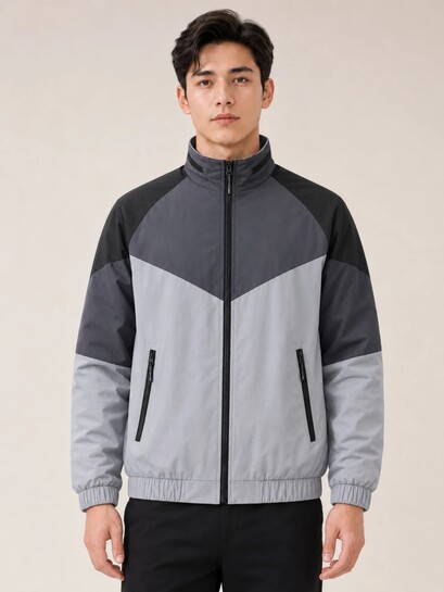 Click to enlarge Mia Fashion Men Colorblock Winter Coat
