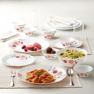 Larah by Borosil Pack of 13 Opalware Dahlia Dinner Set (Pink, Mic...more